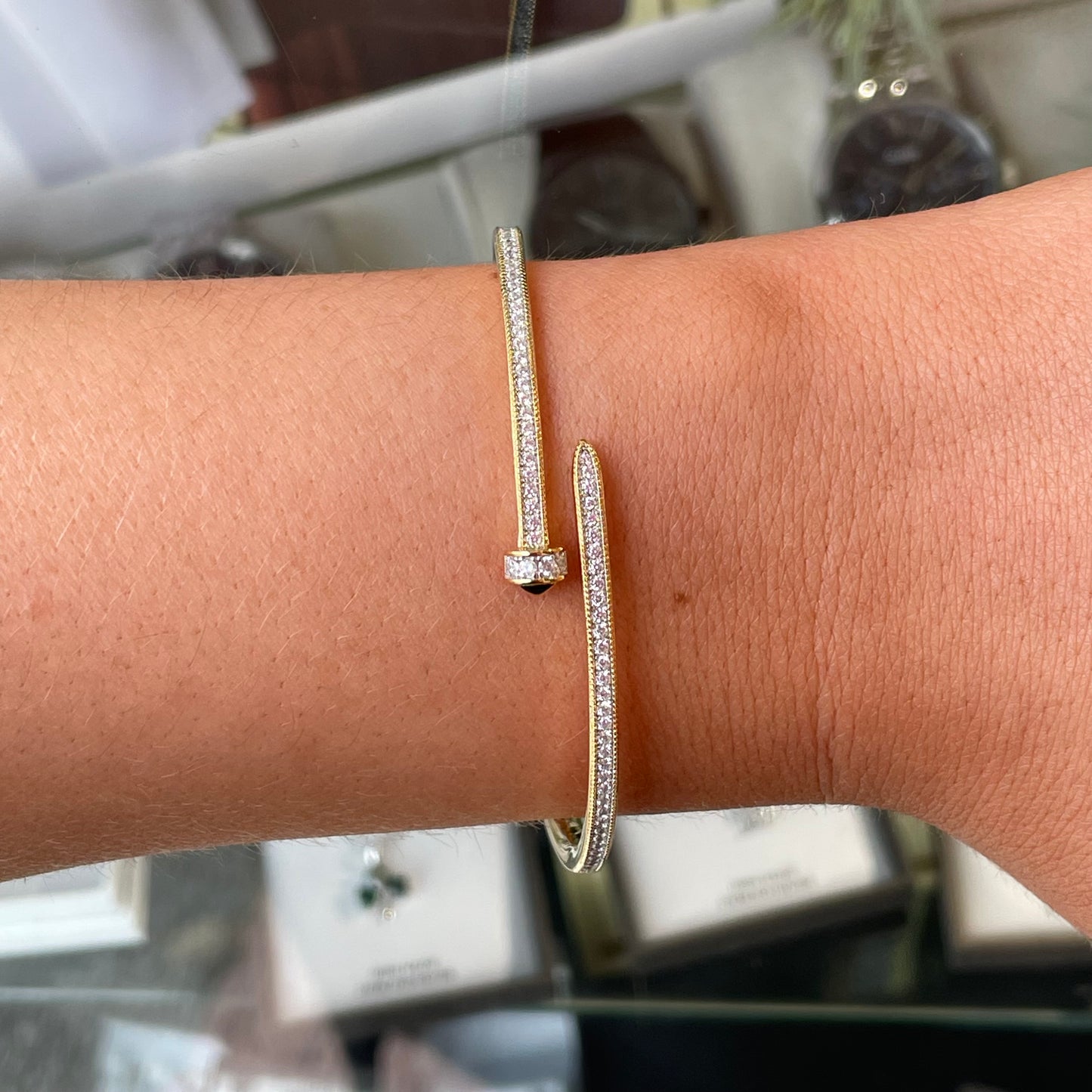 Sunshine CZ Nail Bangle - John Ross Jewellers