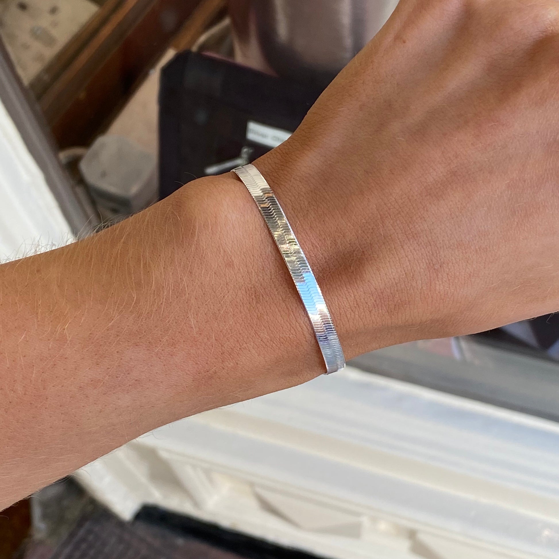 Silver Herringbone Bracelet | Heavy - John Ross Jewellers