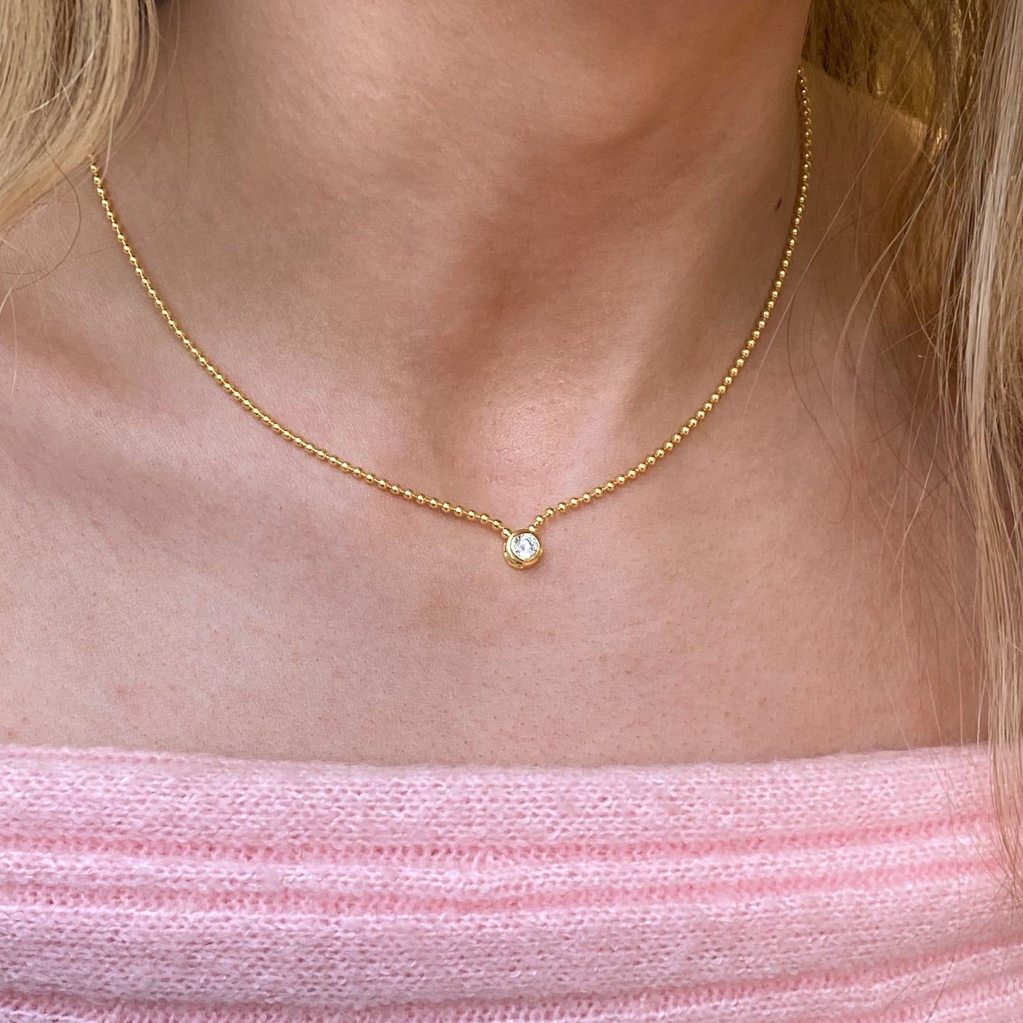 Sunshine Floating CZ Beaded Necklace - John Ross Jewellers