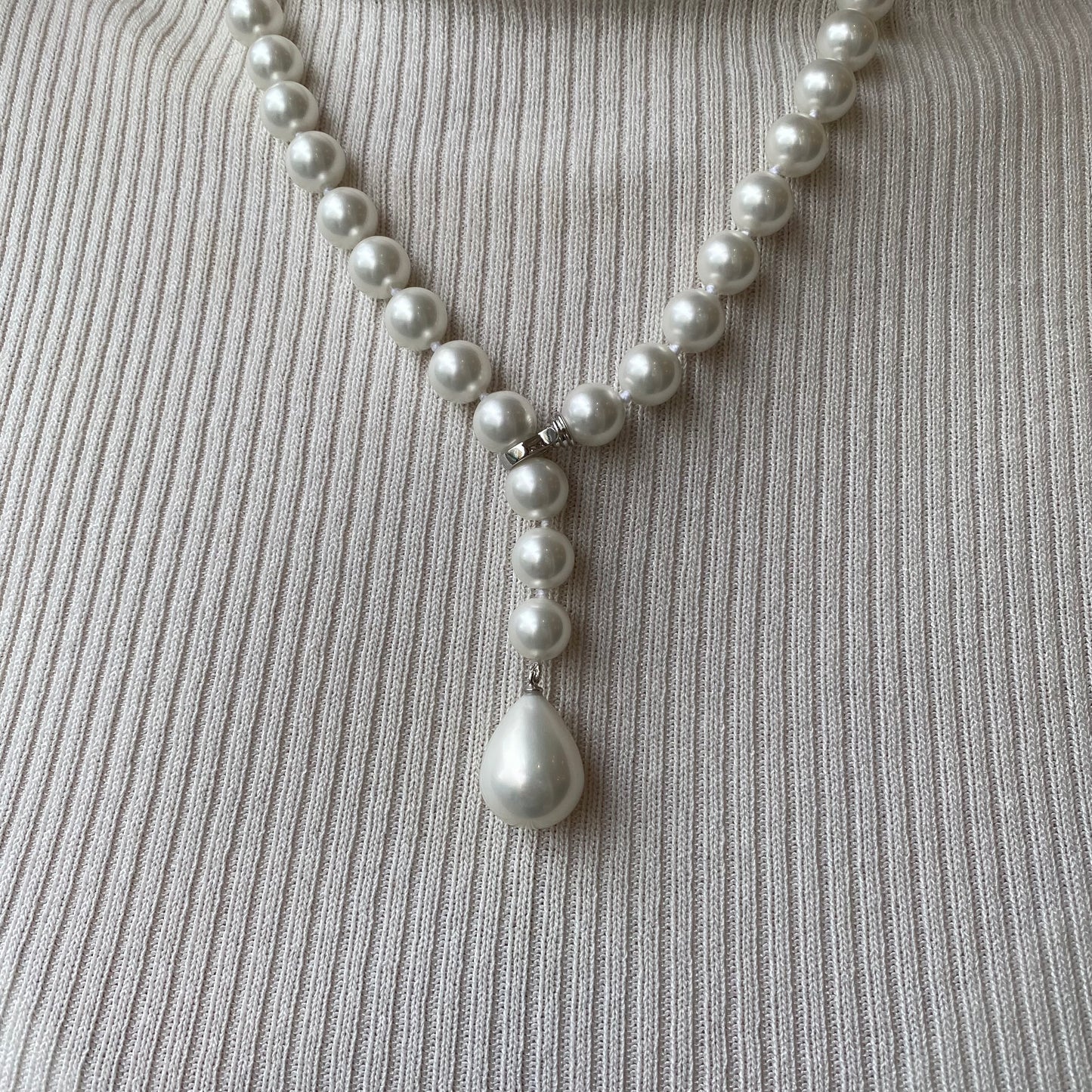 Silver Shell Pearl Lariat Necklace | 60cm - John Ross Jewellers
