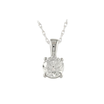 9ct White Gold Round CZ Pendant | 6mm - John Ross Jewellers