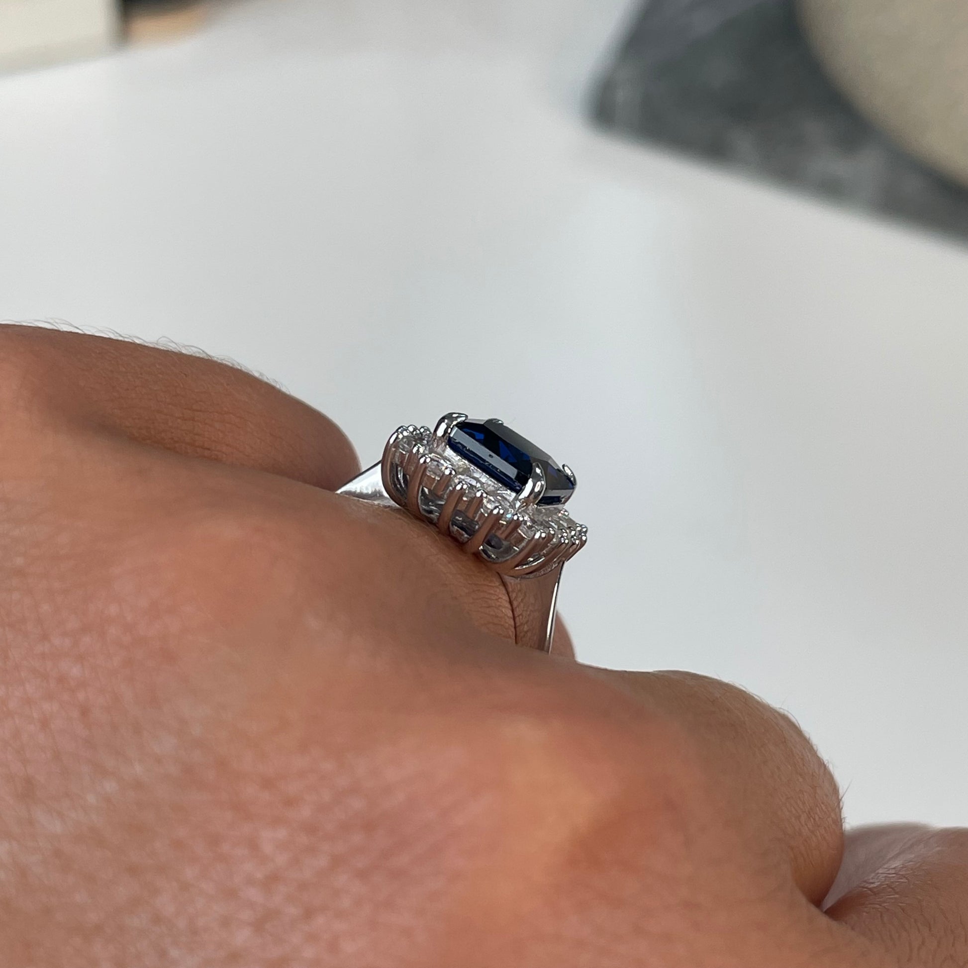 Silver Sapphire Blue CZ Statement Ring - John Ross Jewellers