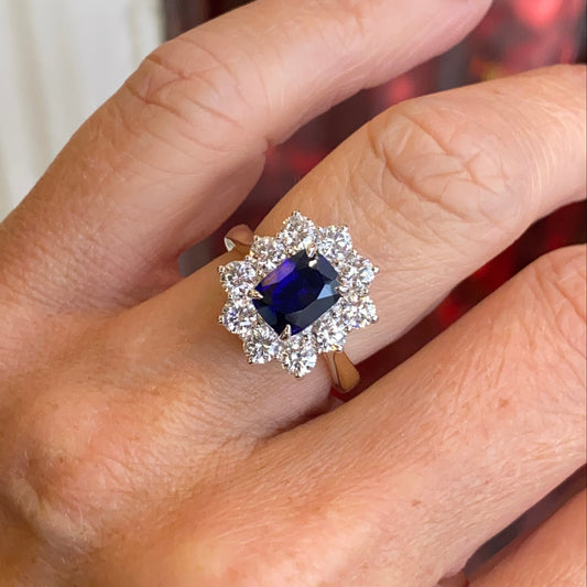 9ct Gold Lab Grown Sapphire Cluster Ring - John Ross Jewellers