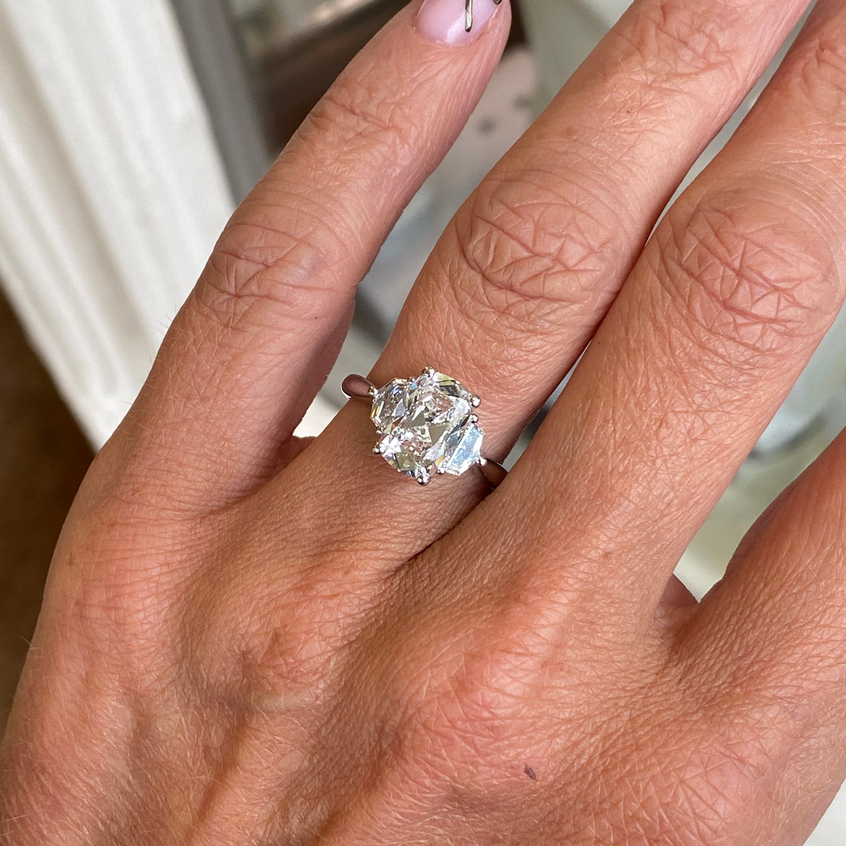 Platinum Old Mine Cushion Engagement Ring | Lab Grown 3.09ct