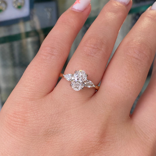 18ct Gold Trilogy Engagement Ring | Certificated Lab 1.84ct