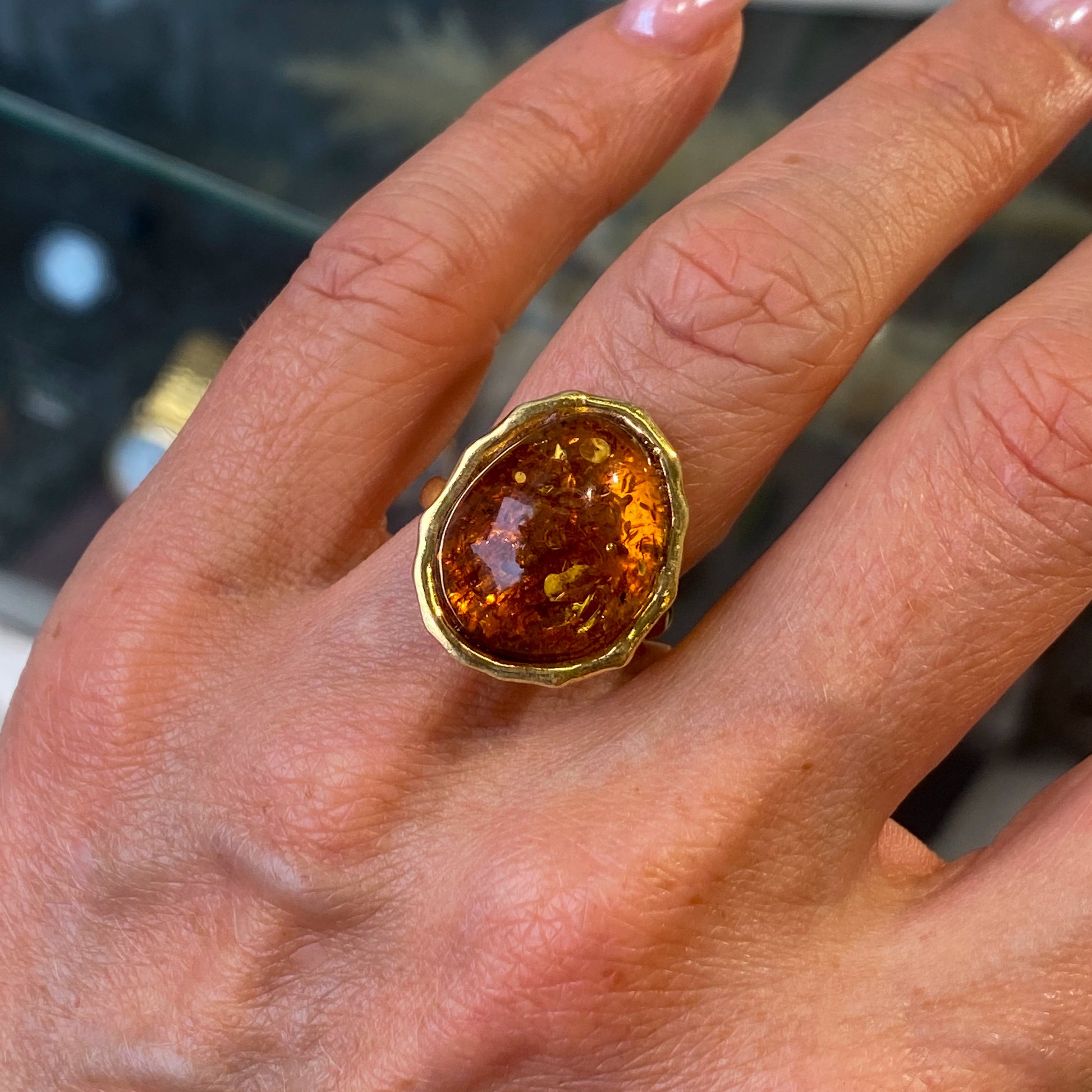 Amber Egg Shaped Ring - John Ross Jewellers