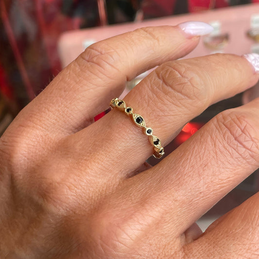 Sunshine Pretty Black CZ Band Ring - John Ross Jewellers