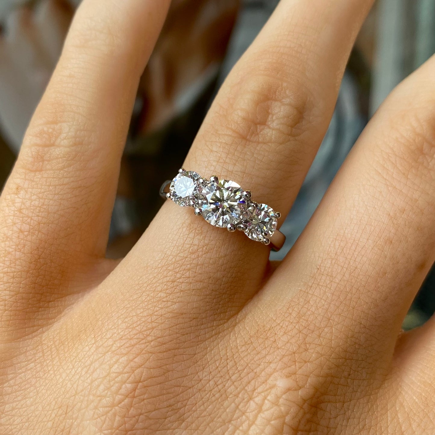 Platinum Trilogy Engagement Ring | Certificated Lab 2.04ct - John Ross Jewellers