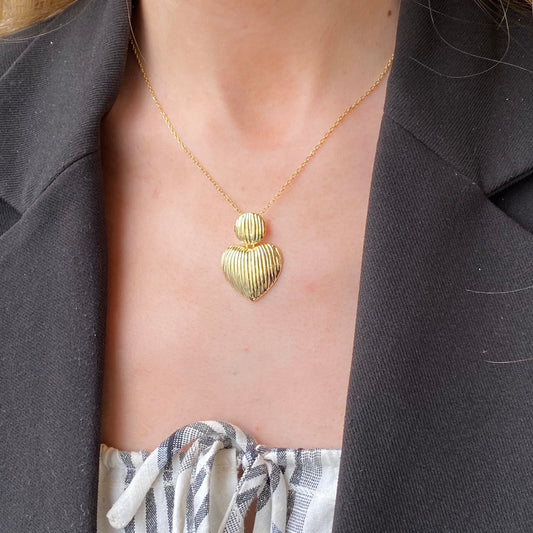 Sunshine Textured Two Hearts Necklace | 40+5cm - John Ross Jewellers
