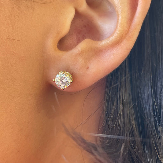 Sunshine CZ Four Claw Stud Earrings