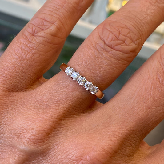 18ct Gold Five Stone Diamond Set Wedding/Eternity Ring | 0.36ct