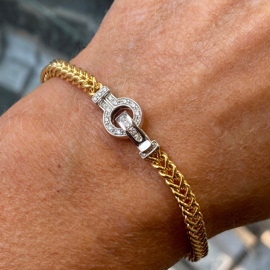 18ct Gold Spiga Bracelet with Diamond Clasp - John Ross Jewellers