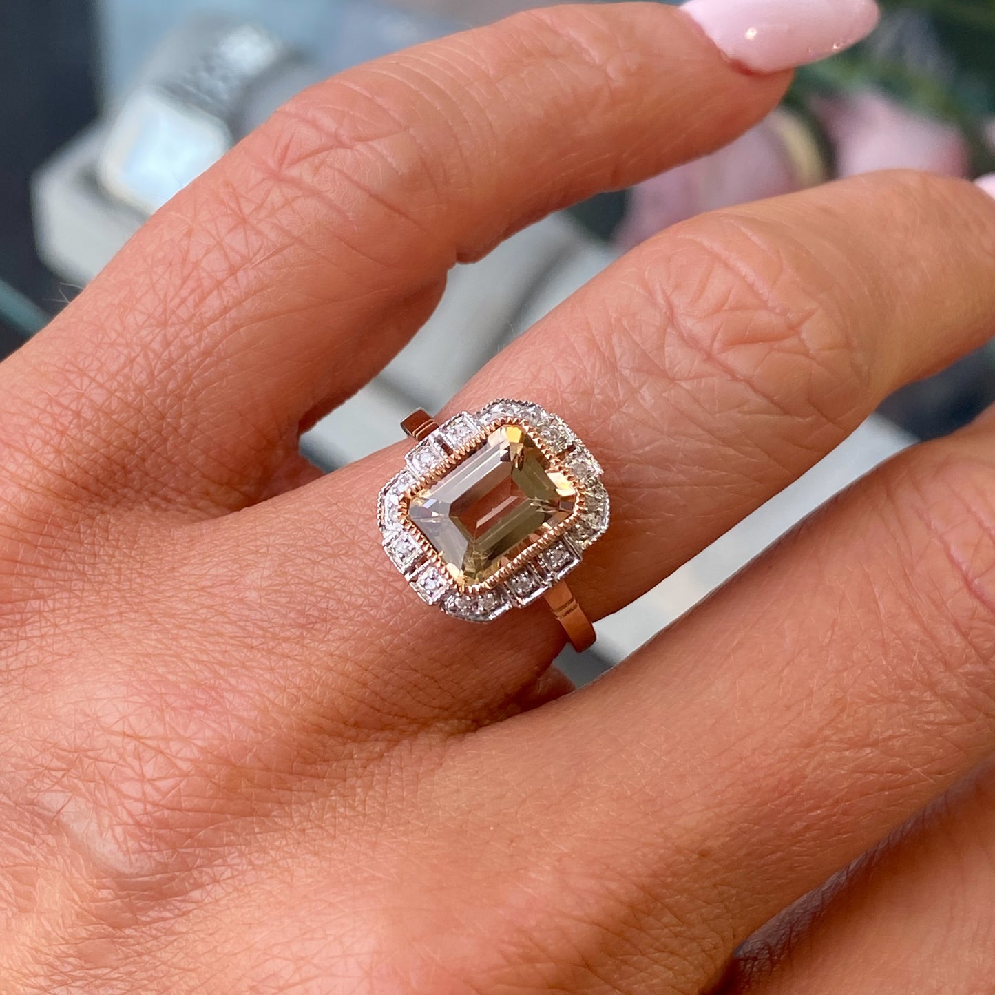 9ct Rose Gold Morganite & Diamond Ring - John Ross Jewellers