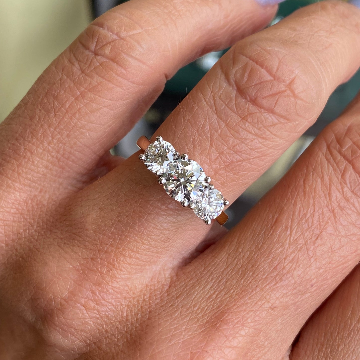 18ct Gold Trilogy Engagement Ring | Certificated Lab 2.02ct