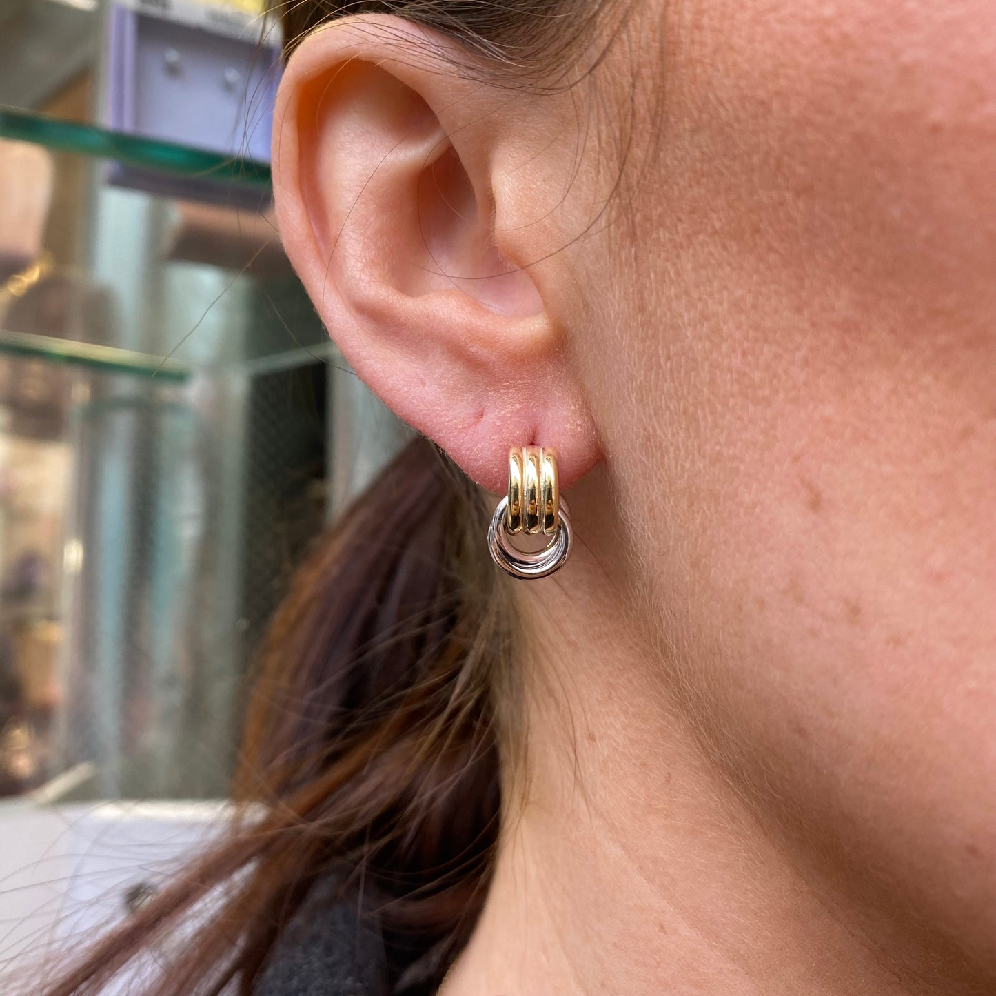 Sunshine Two Tone Door Knocker Stud Earrings - John Ross Jewellers