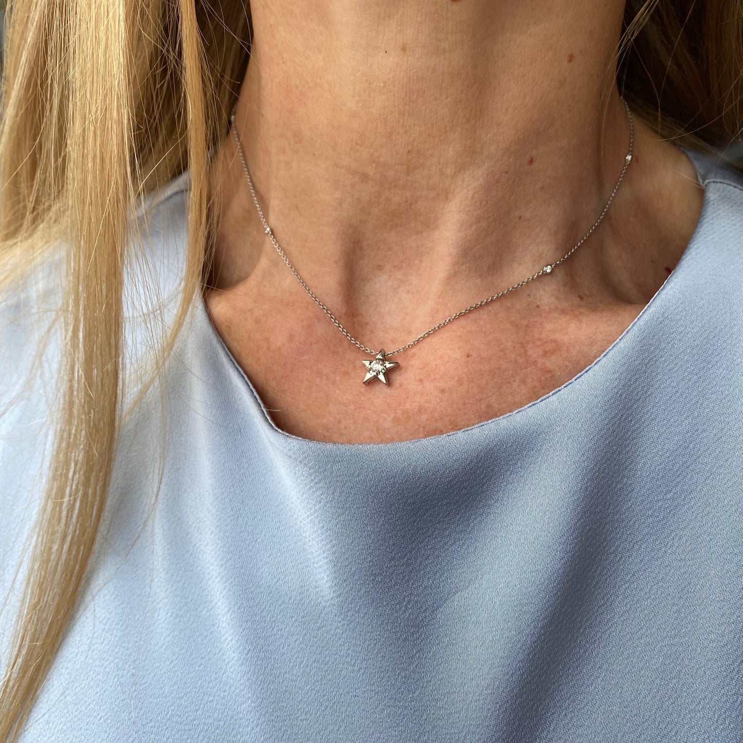 9ct White Gold Diamond Stars Necklace | 0.25ct - John Ross Jewellers