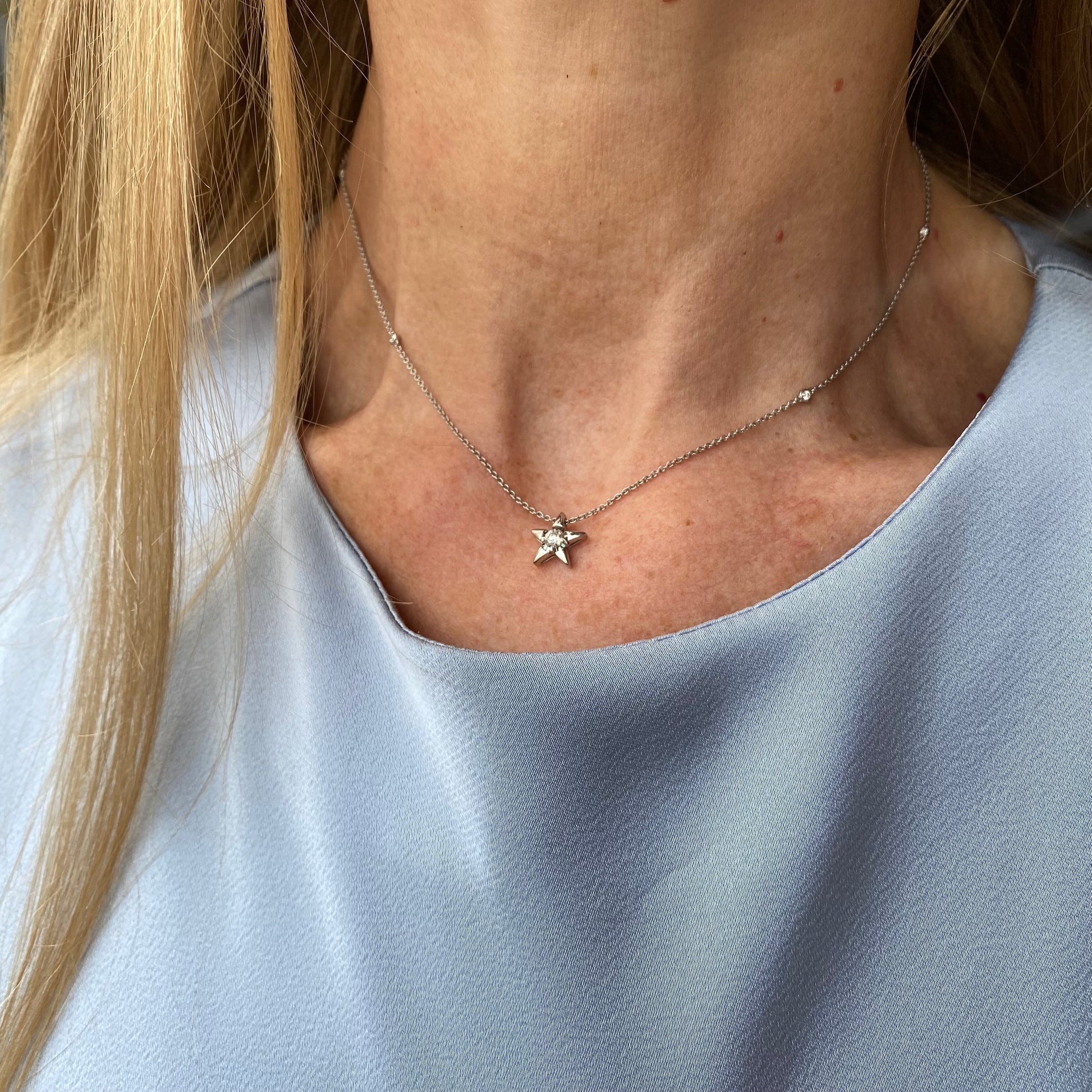 9ct White Gold Diamond Stars Necklace | 0.25ct - John Ross Jewellers