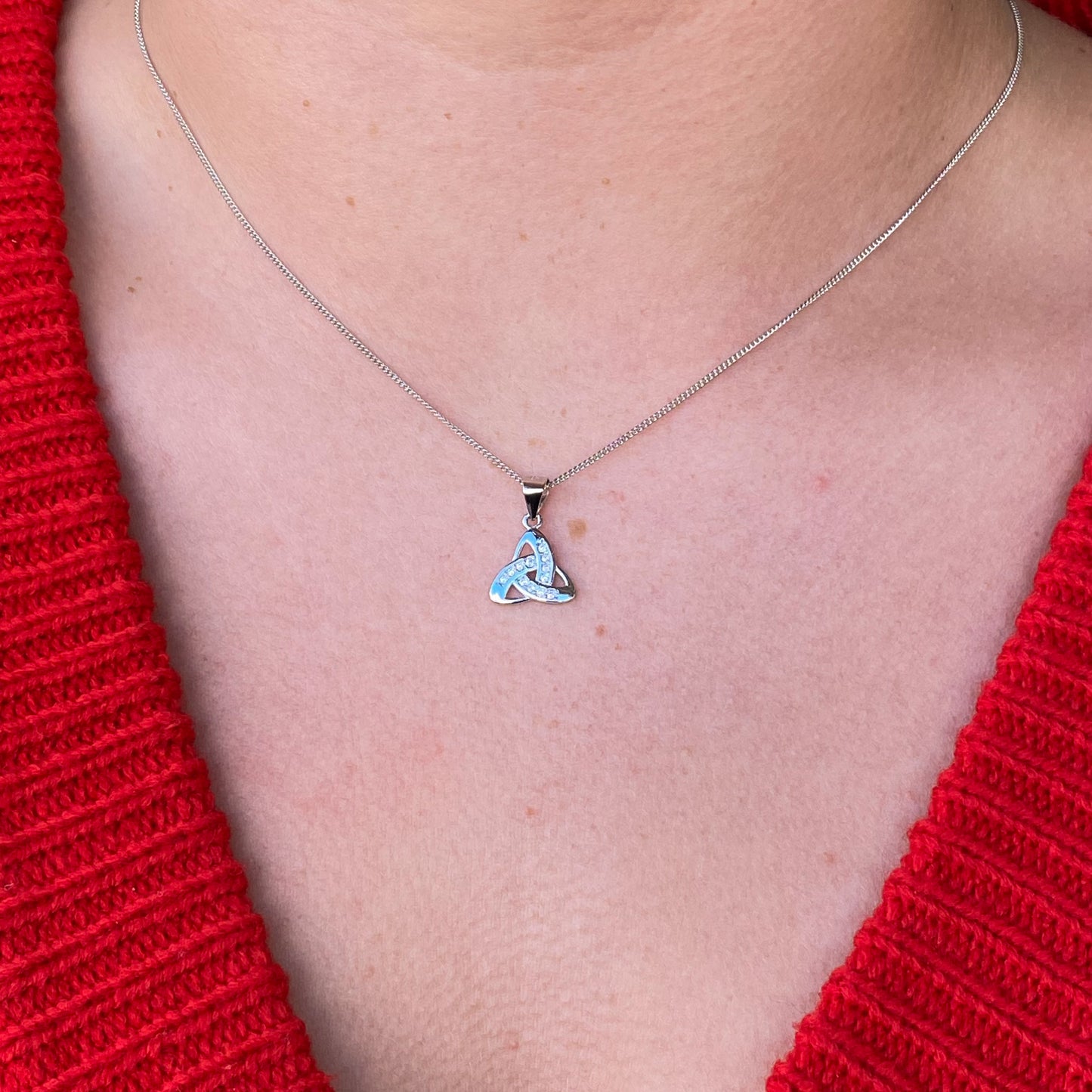 Silver CZ Trinity Knot Earring & Necklace Set - John Ross Jewellers