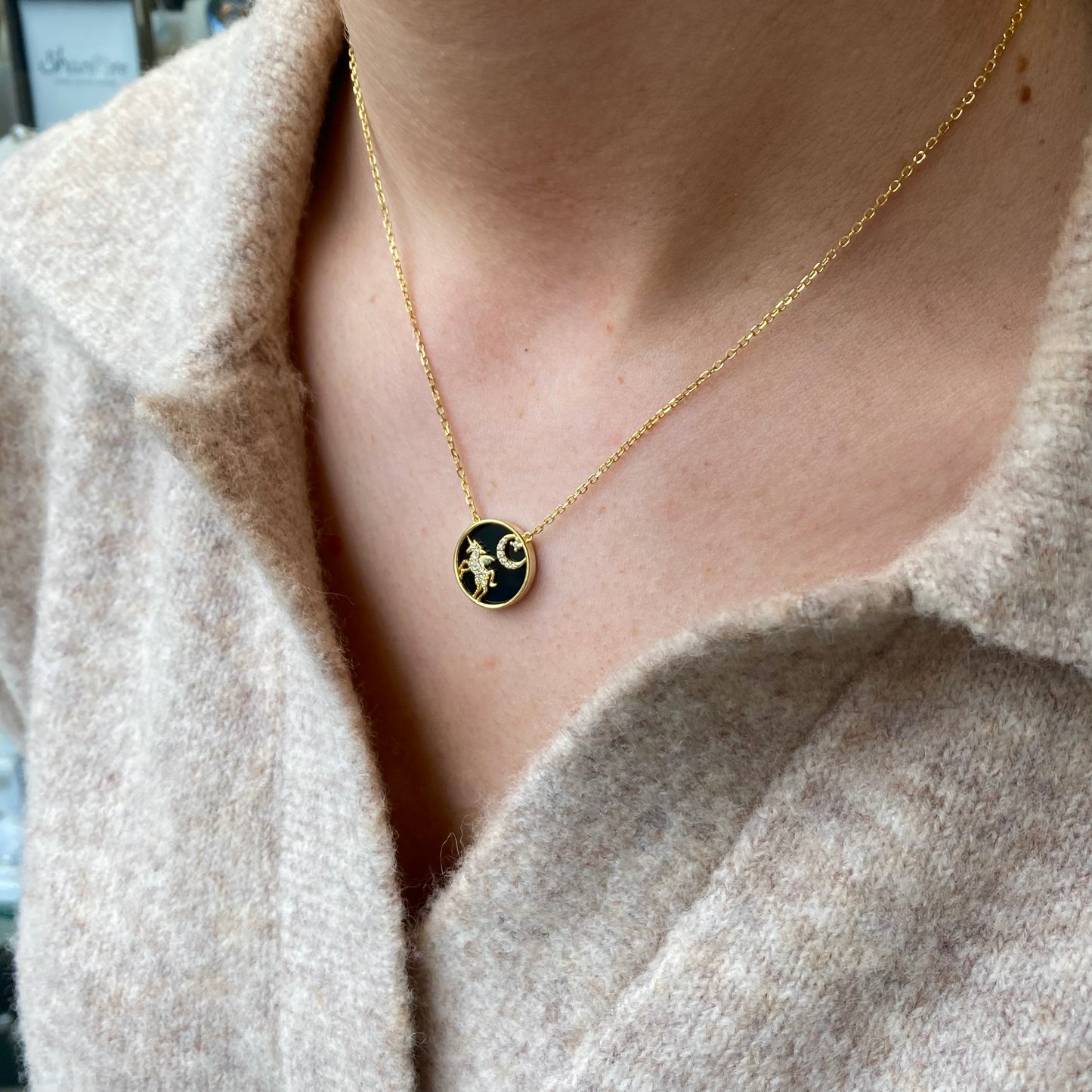 Sunshine Onyx & CZ Necklace 40+5cm | Unicorn & Moon - John Ross Jewellers