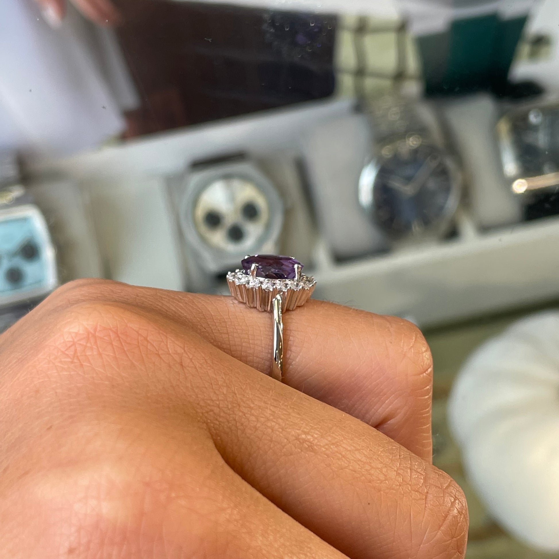 Silver Amethyst CZ Diana Ring - John Ross Jewellers