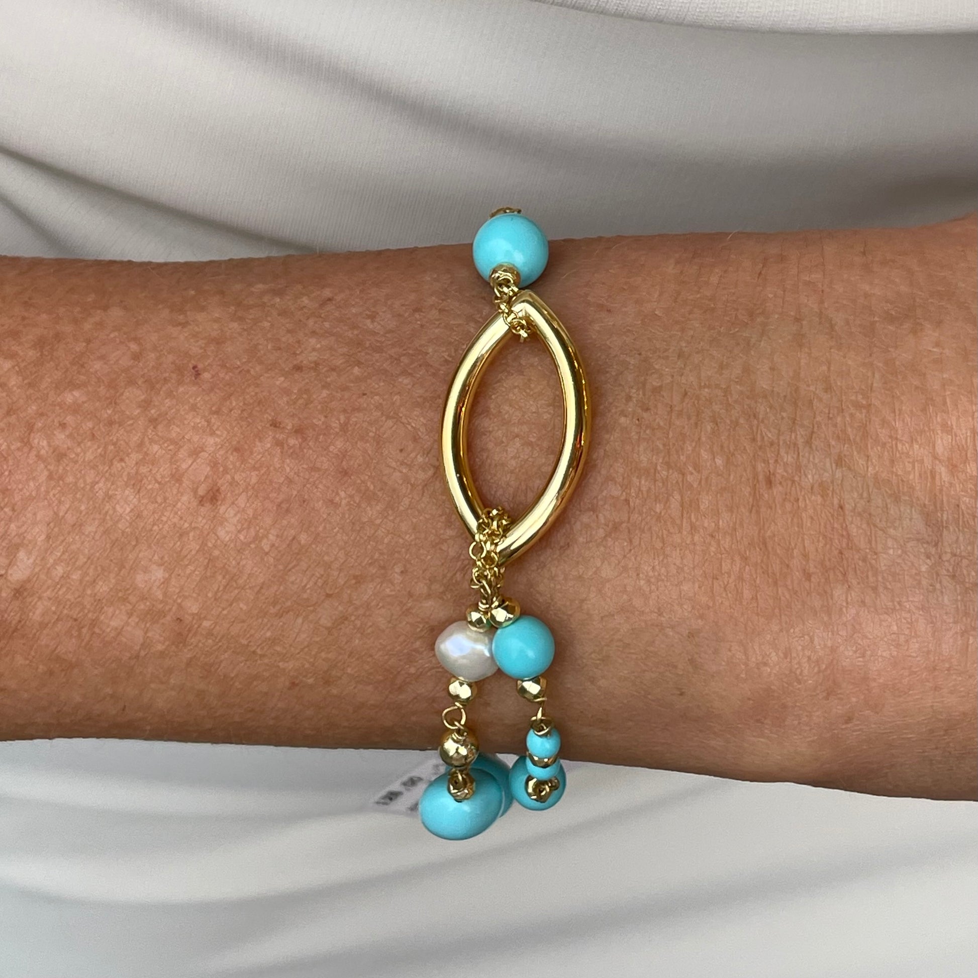 Baroque Bracelet | Corfu | Turquoise & Pearl - John Ross Jewellers
