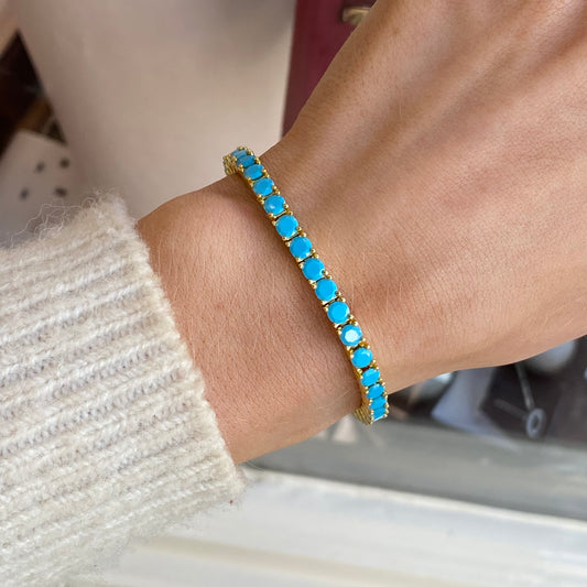 Sunshine 4mm Synthetic Turquoise Tennis Bracelet | 17+2cm - John Ross Jewellers