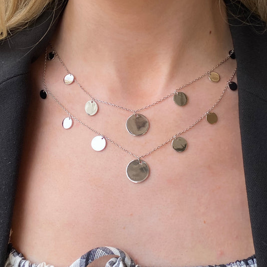 Silver Discs Necklace | 40+5cm - John Ross Jewellers