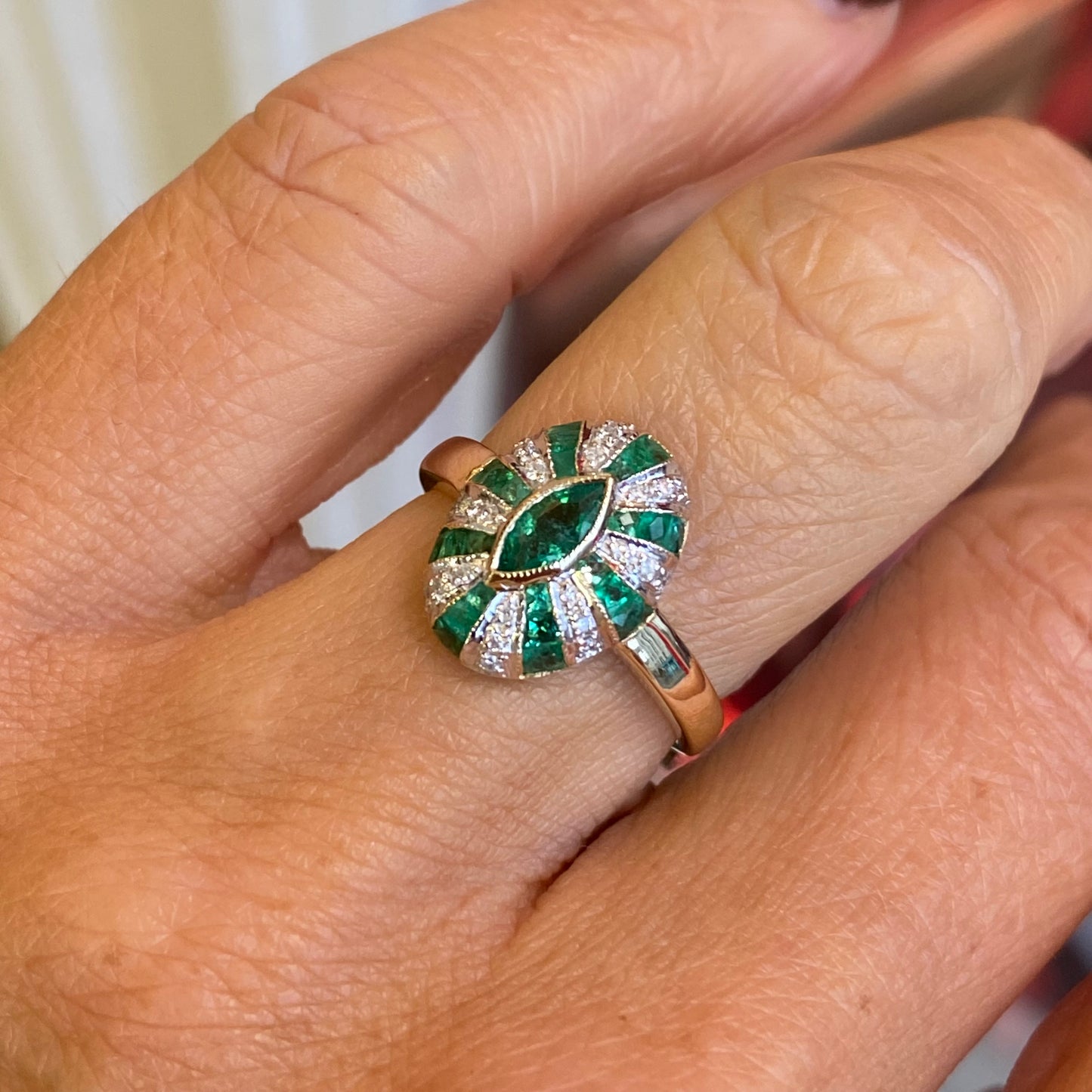 9ct Gold Emerald & Diamond Ring - John Ross Jewellers