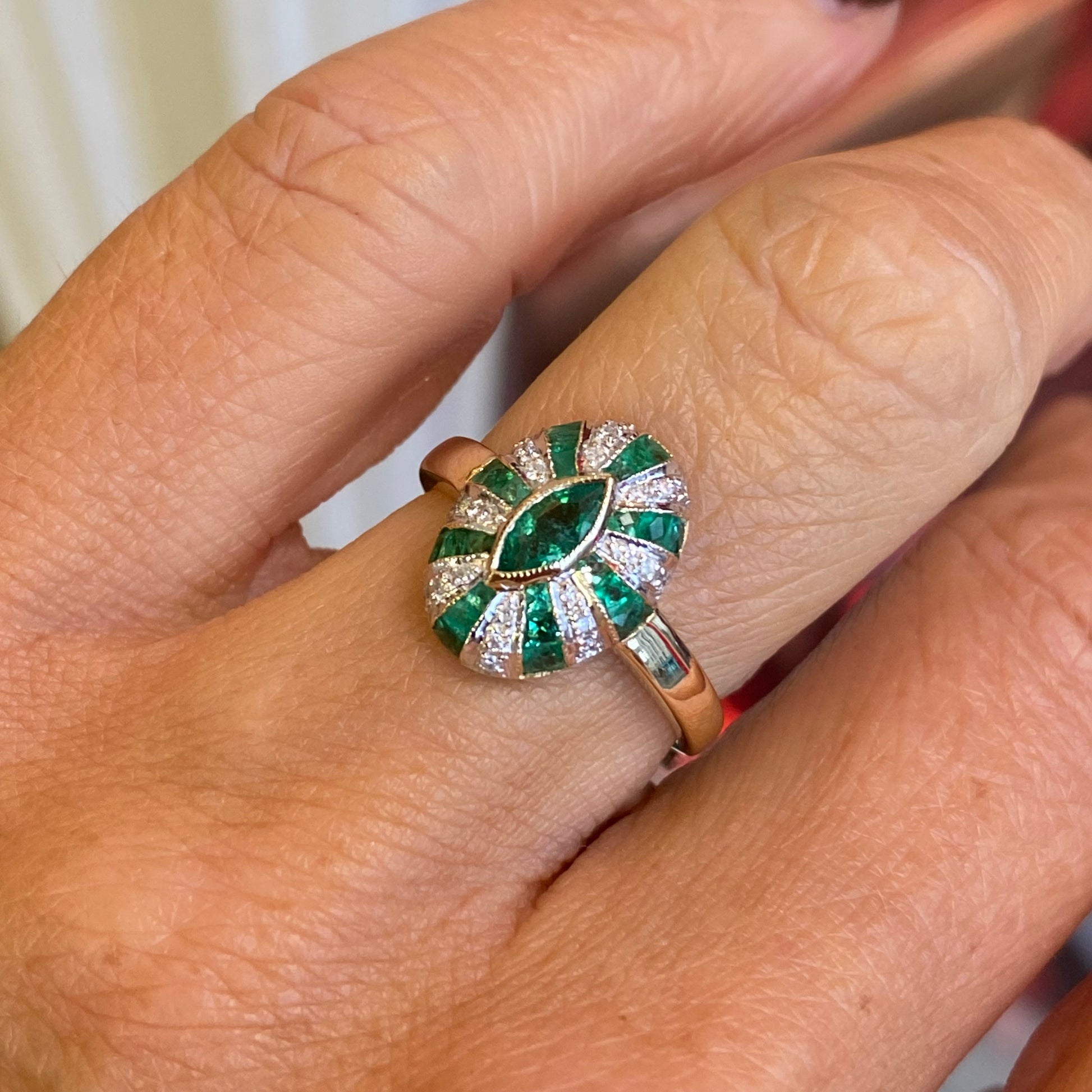 9ct Gold Emerald & Diamond Ring - John Ross Jewellers