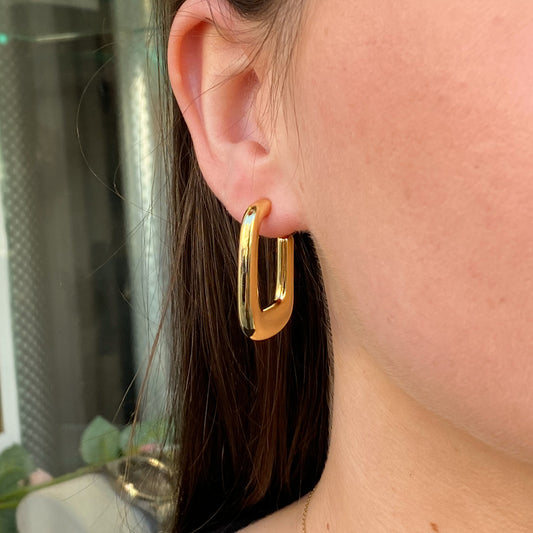 Sunshine Rectangular Chunk Hoop Earrings