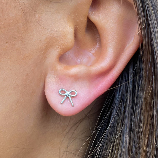 Silver Bow Stud Earrings - John Ross Jewellers