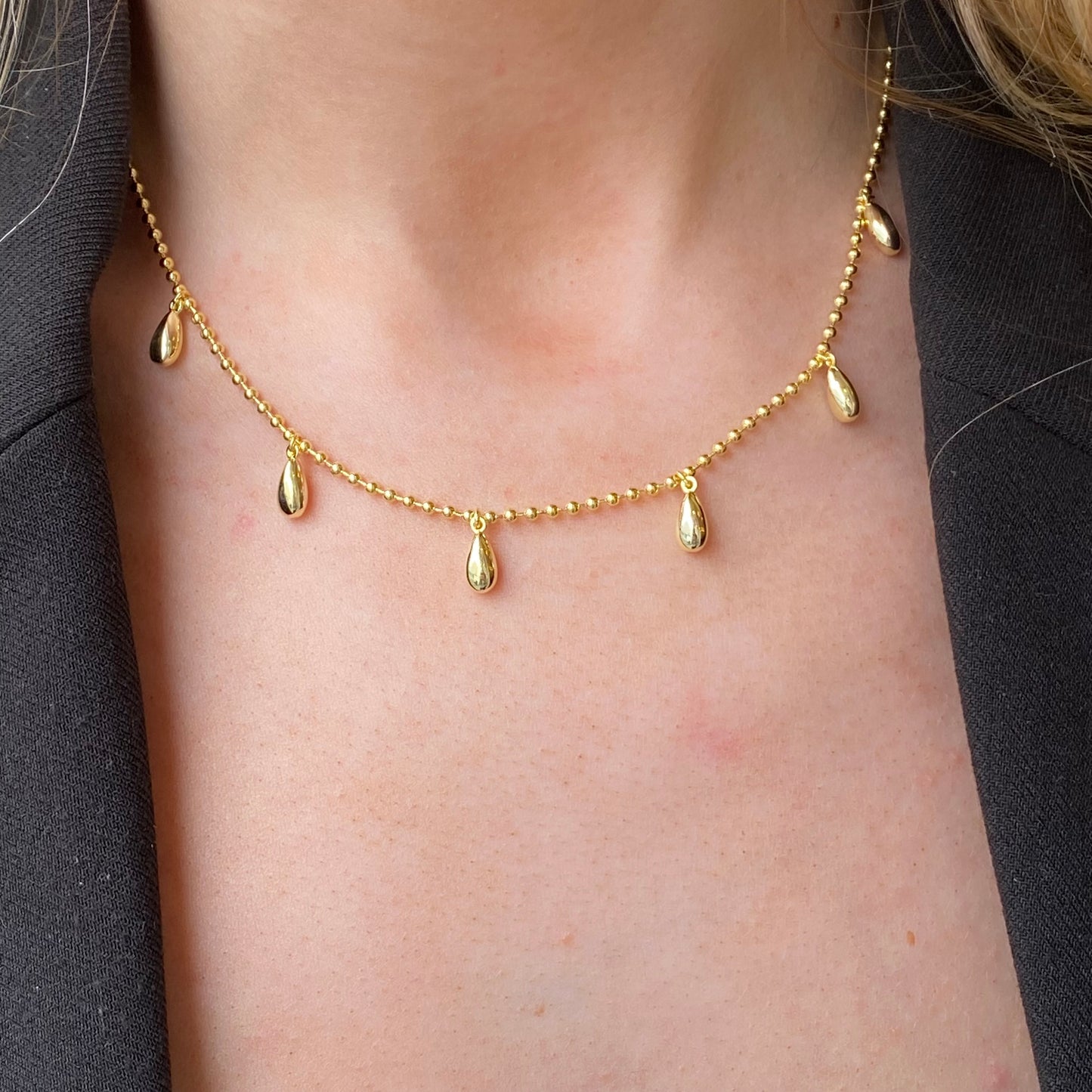 Sunshine Teardrops Fringe Necklace | 40+5cm - John Ross Jewellers