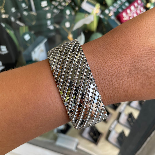 REBECCA Wide Silver Athena Cuff