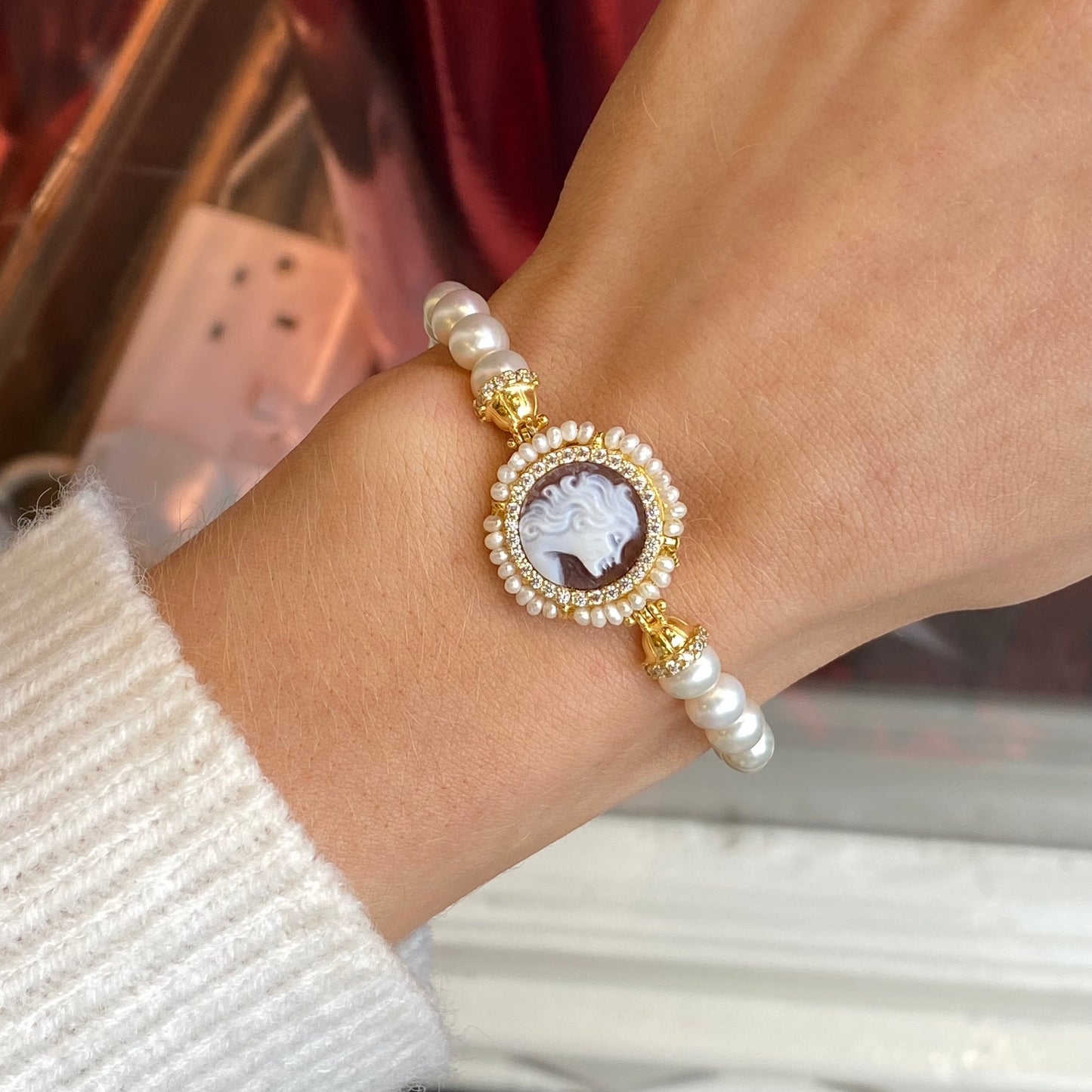 Lady Cameo, Pearl & CZ Bracelet - John Ross Jewellers
