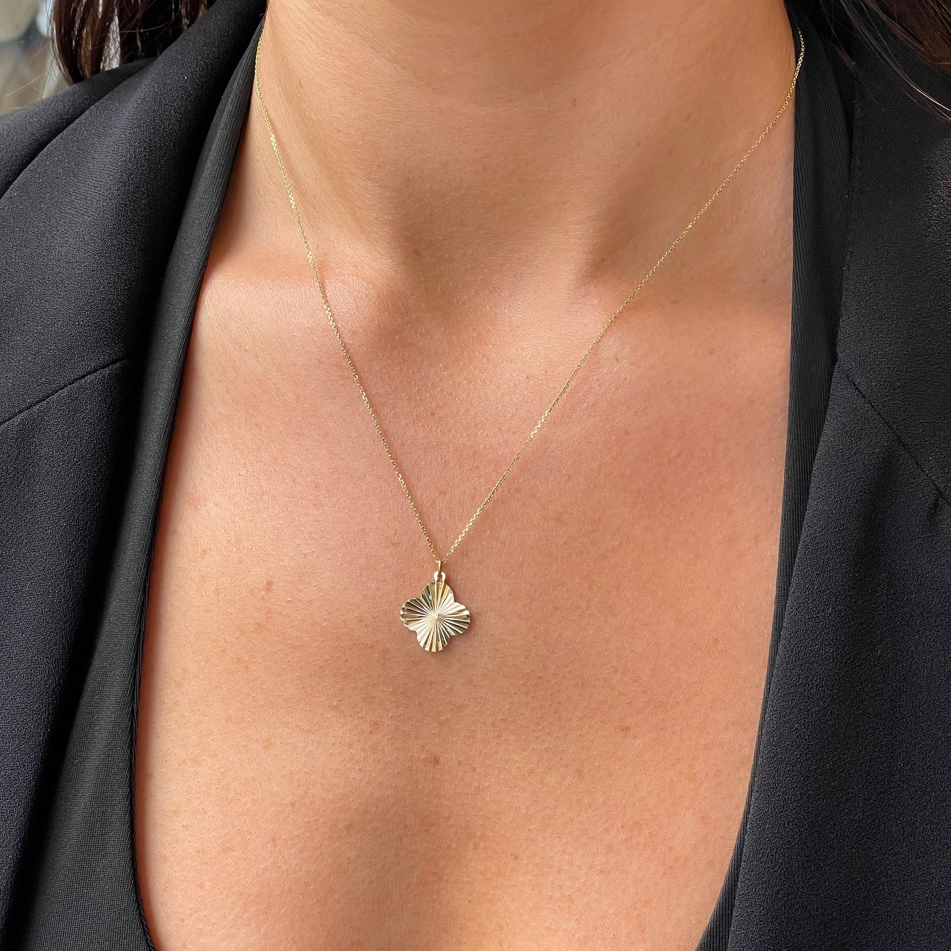 9ct Gold Radiant Quatrefoil Necklace - John Ross Jewellers
