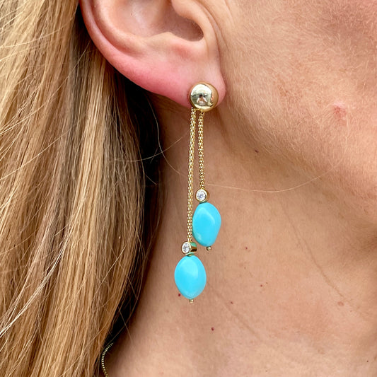Baroque Drop Earrings | Corfu | Turquoise - John Ross Jewellers