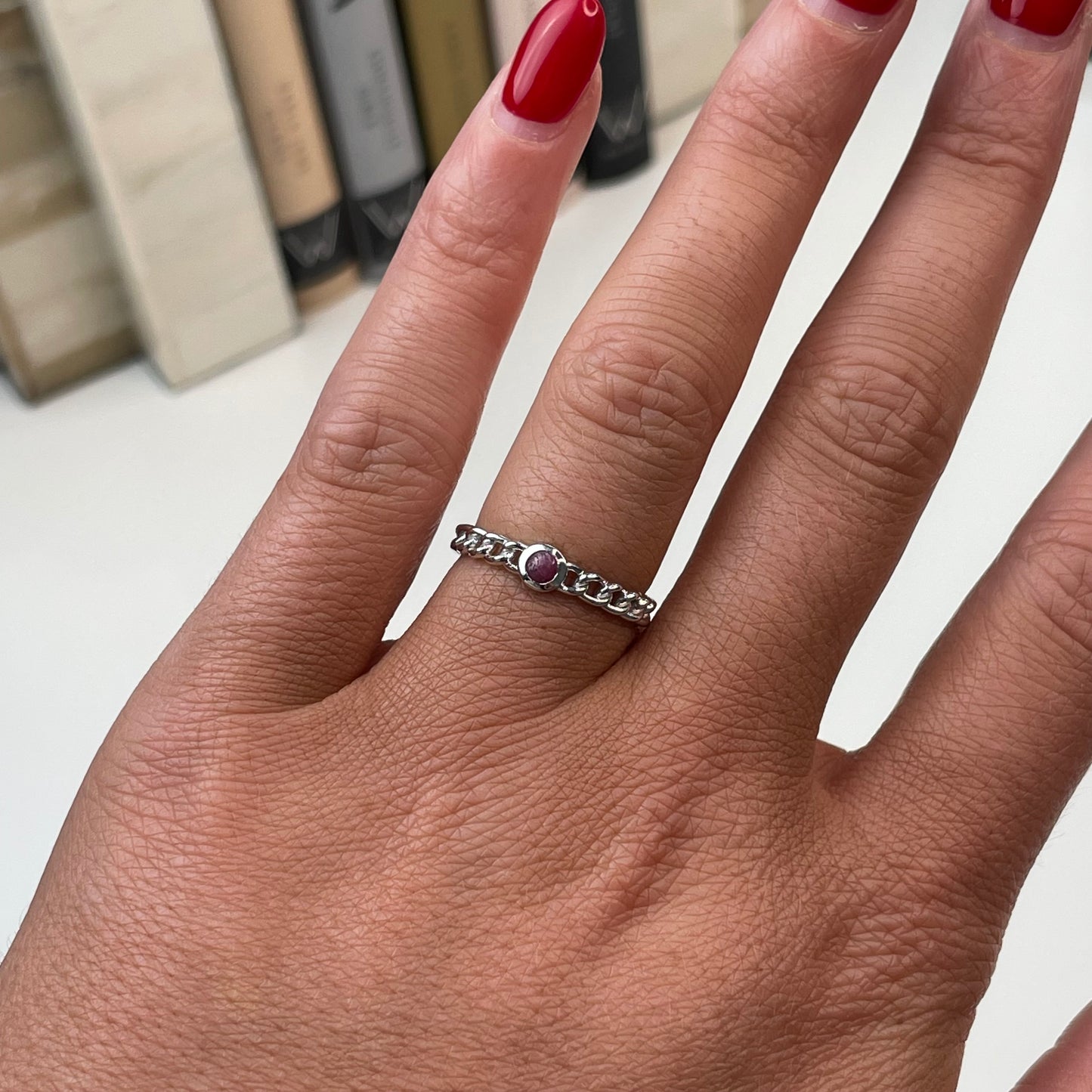 Silver Ruby Chain Ring | John Ross Jewellers