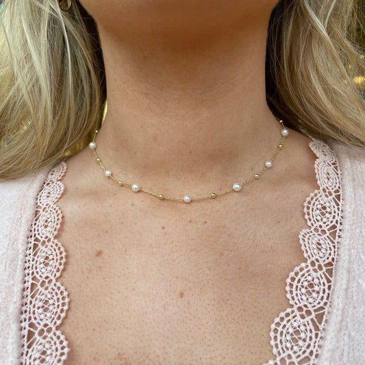 Sunshine Faux Pearl Station Necklace | 40+5cm - John Ross Jewellers