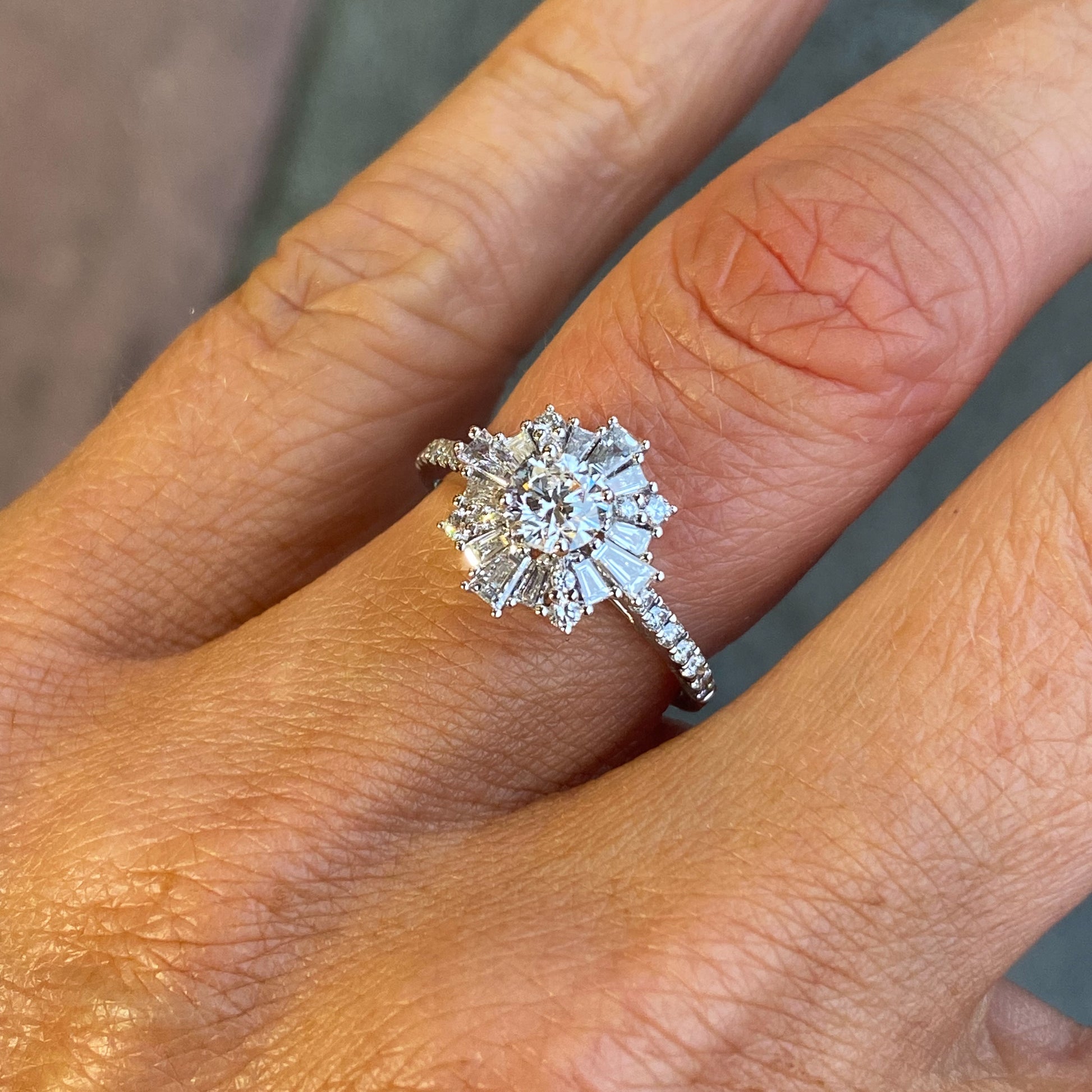 18ct White Gold Diamond Scatter Cluster Engagement Ring - John Ross Jewellers