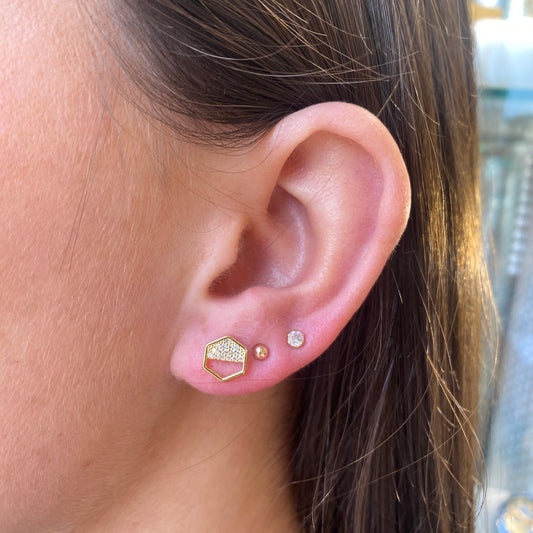 Sunshine CZ Hexagonal Stud Earrings - John Ross Jewellers