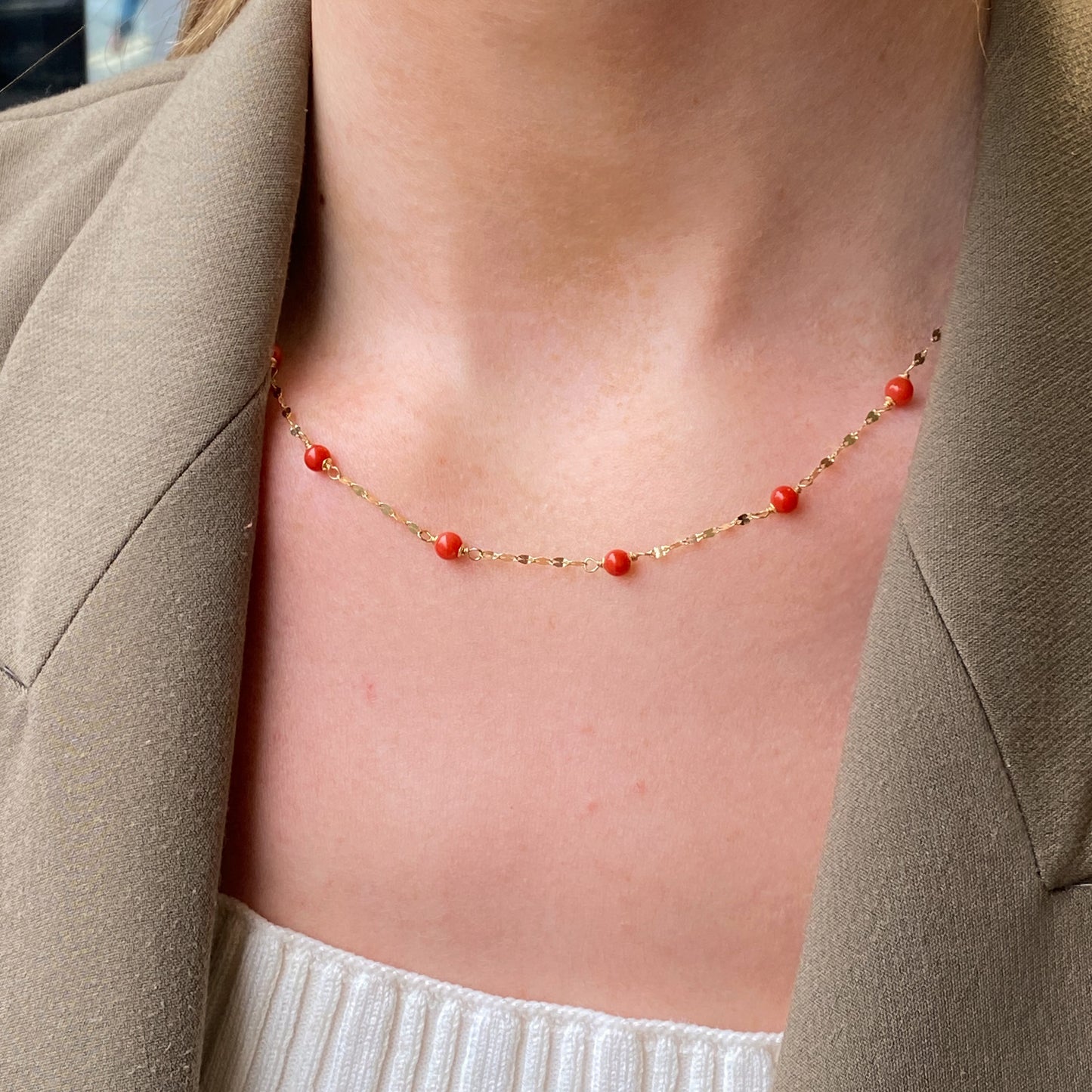 18ct Gold Red Coral Tiziano Necklace