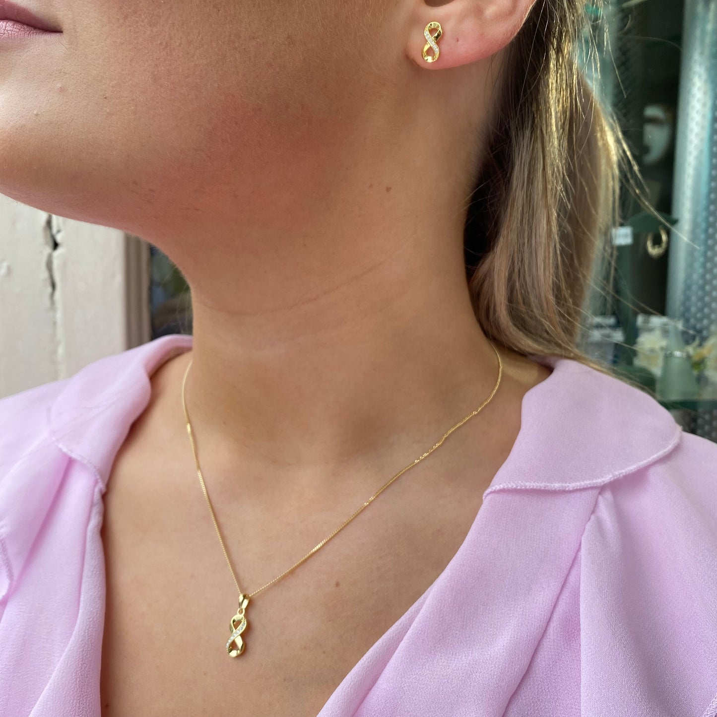 Sunshine CZ Earring & Necklace Set | Infinity