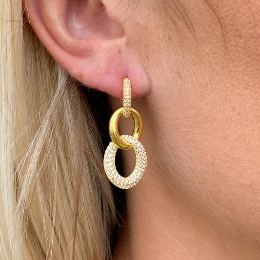 Sunshine Chunky CZ Chain Drop Huggie Earrings | Two Ways - John Ross Jewellers