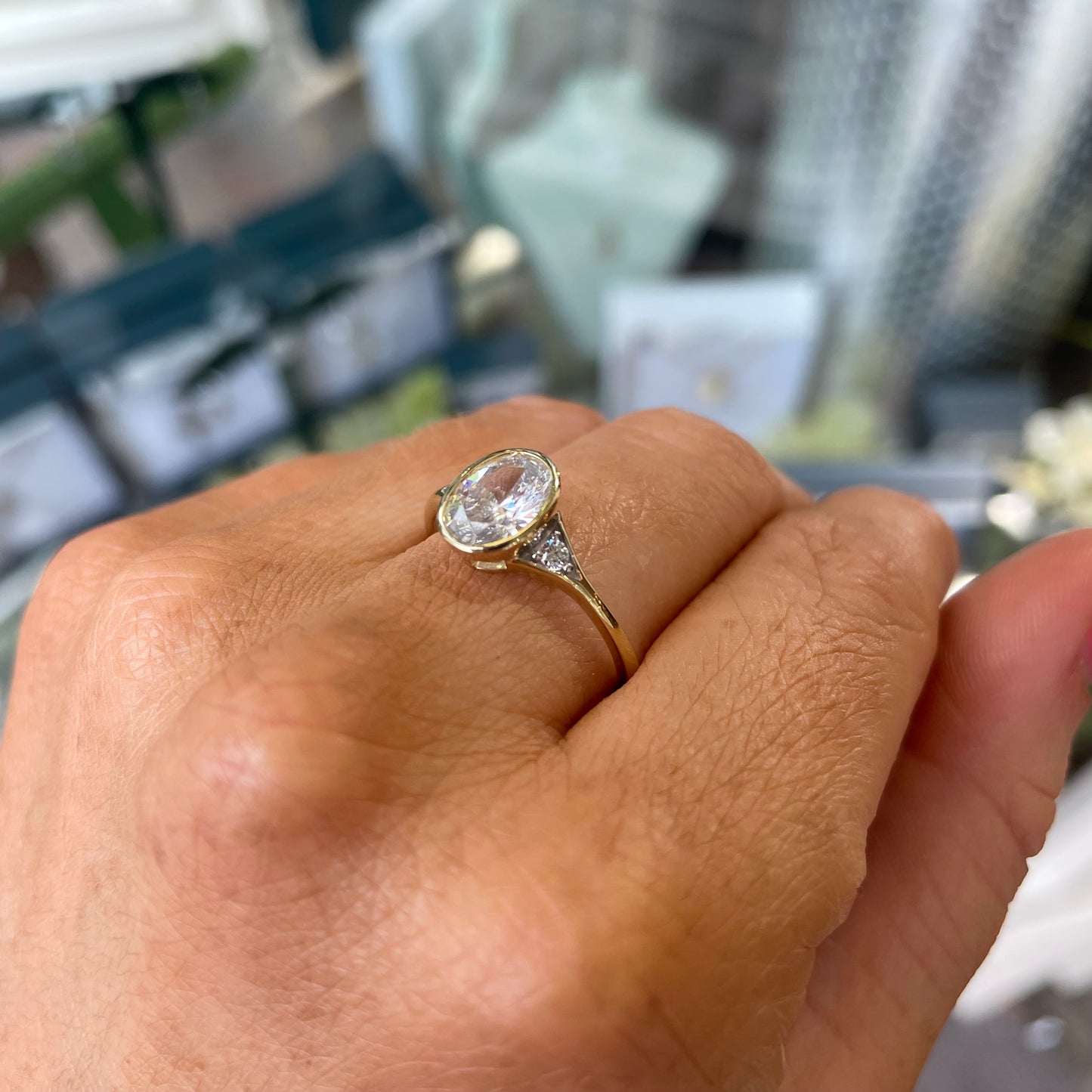 9ct Gold Oval Trilogy CZ Ring