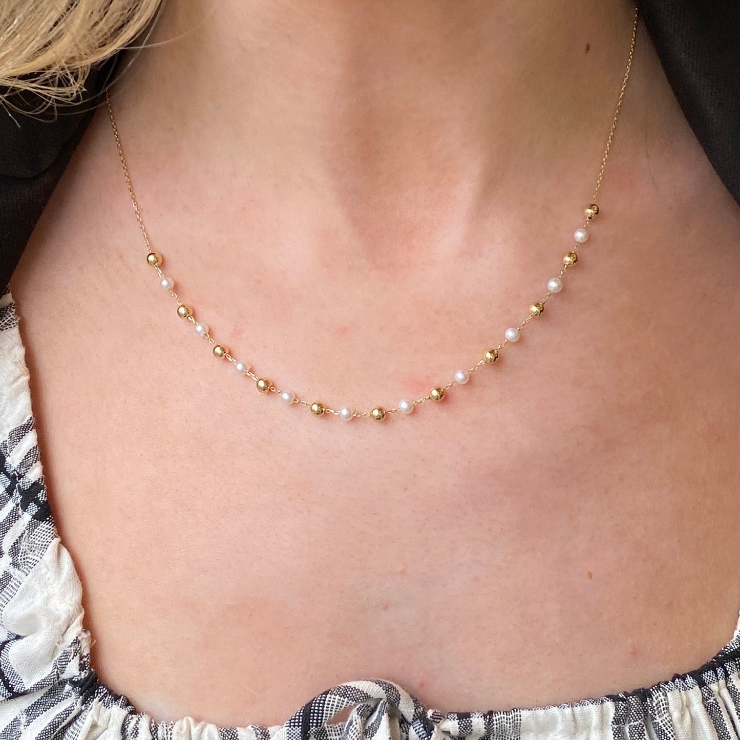 9ct Gold Freshwater Pearl & Bead Necklace - John Ross Jewellers
