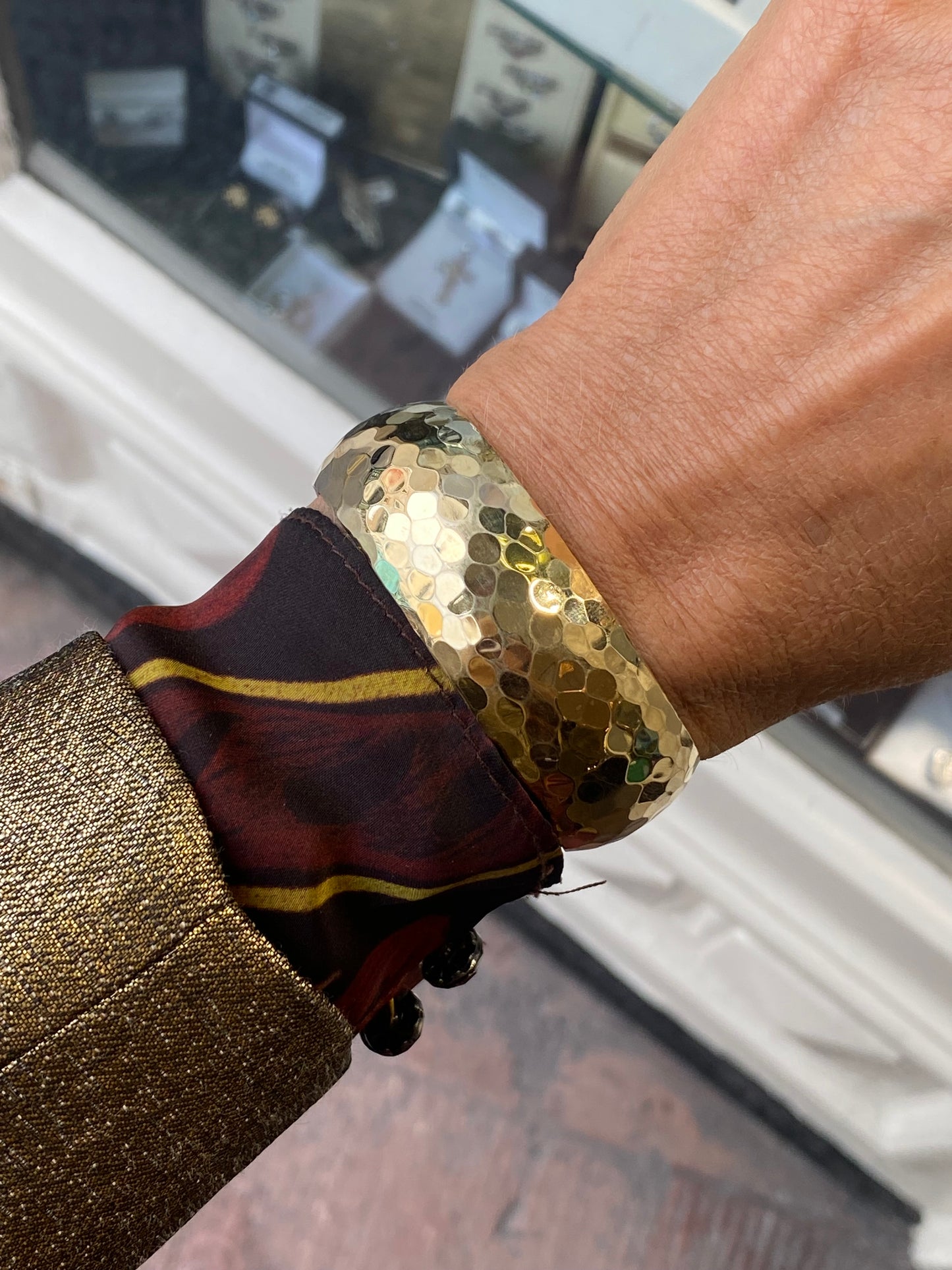 Sunshine Hammered Wide Cuff Bangle