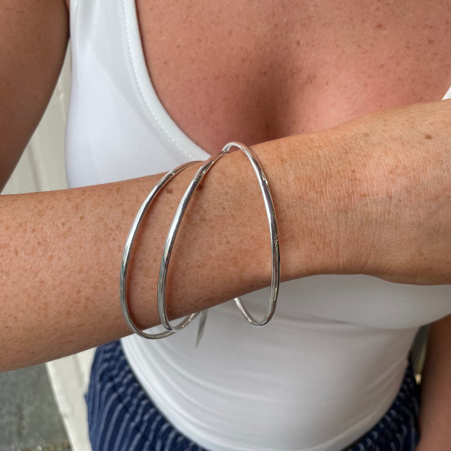 Silver Russian Court Bangle | 3mm Large - John Ross Jewellers