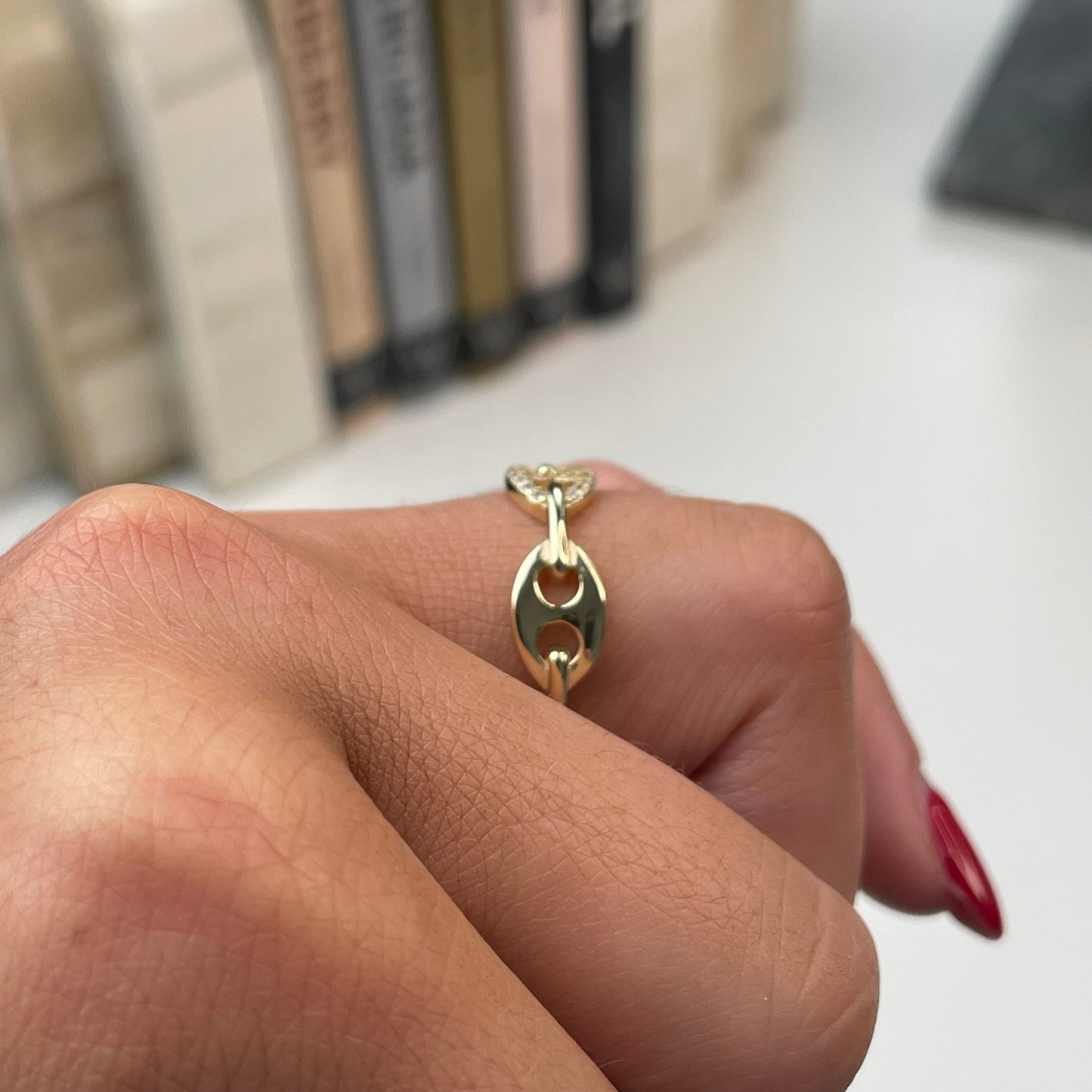 Sunshine CZ Stirrup Link Ring - John Ross Jewellers