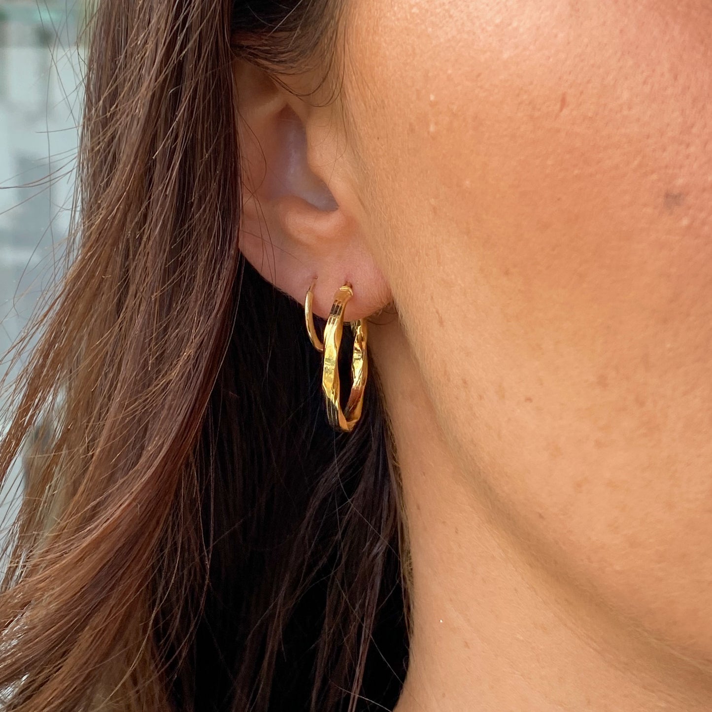 9ct Gold Classic 23mm Twist Hoop Earrings - John Ross Jewellers