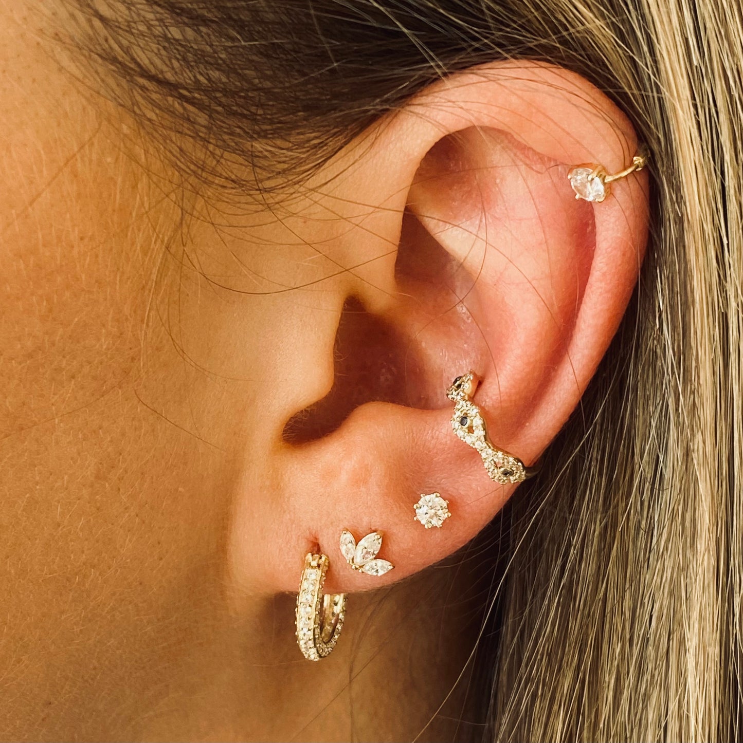 Ear Candy 9ct Gold Evil Eye CZ Ear Cuff - John Ross Jewellers